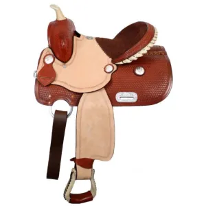 13" DOUBLE T YOUTH SADDLE WITH 3/4" HALF BREED SUEDE LEATHER SEAT
