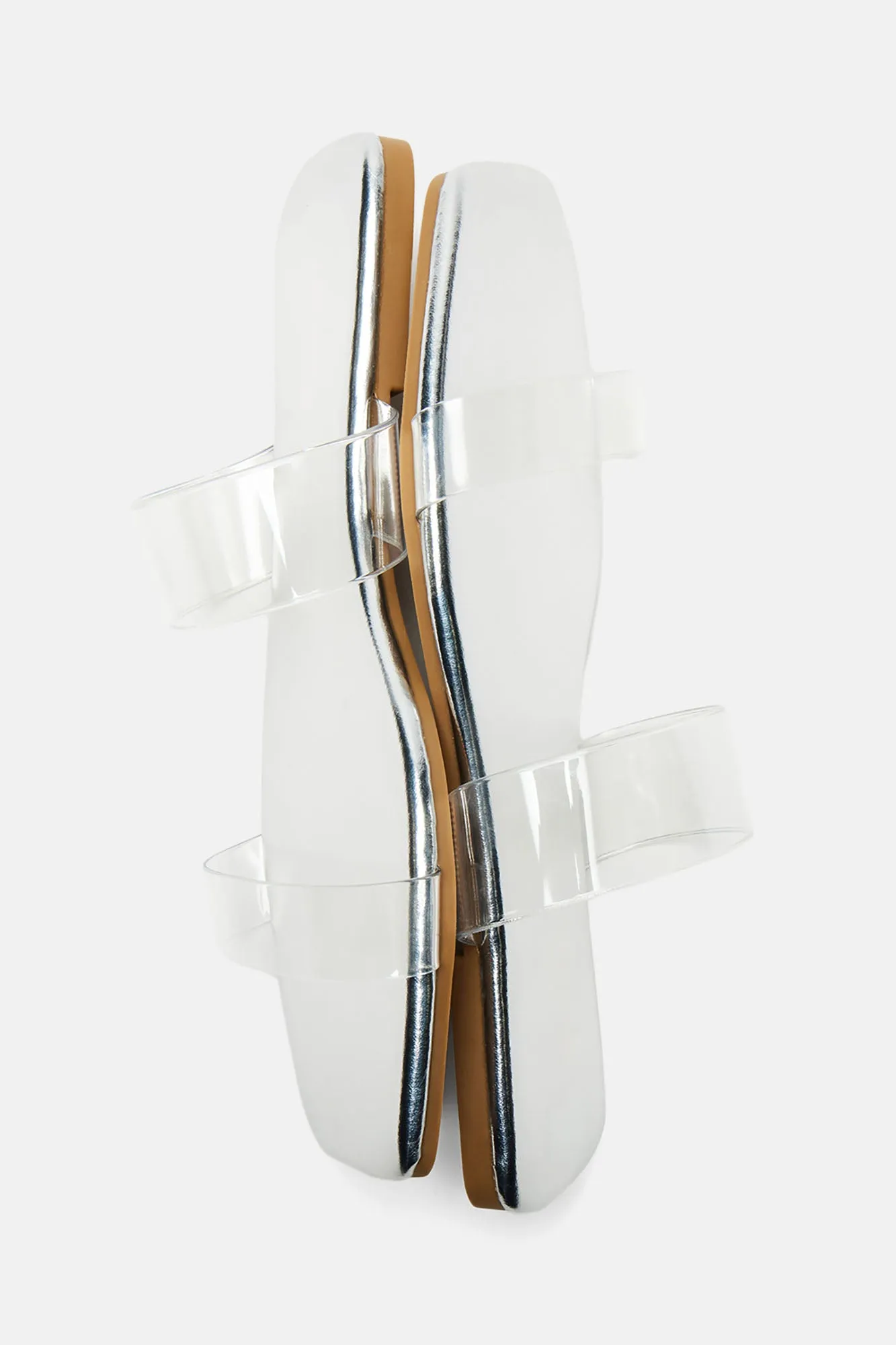 Abbie Clear Flat Sandals - Silver