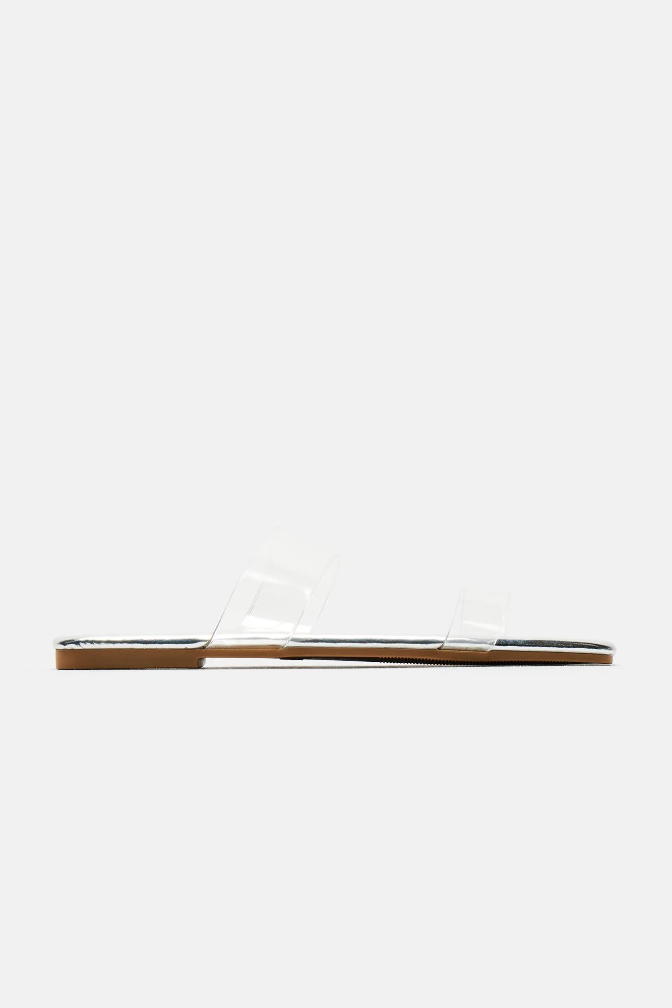 Abbie Clear Flat Sandals - Silver