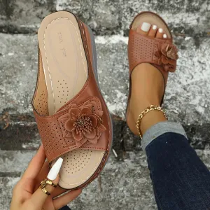 AMOZAE- - Casual Flower Wedge Sandals