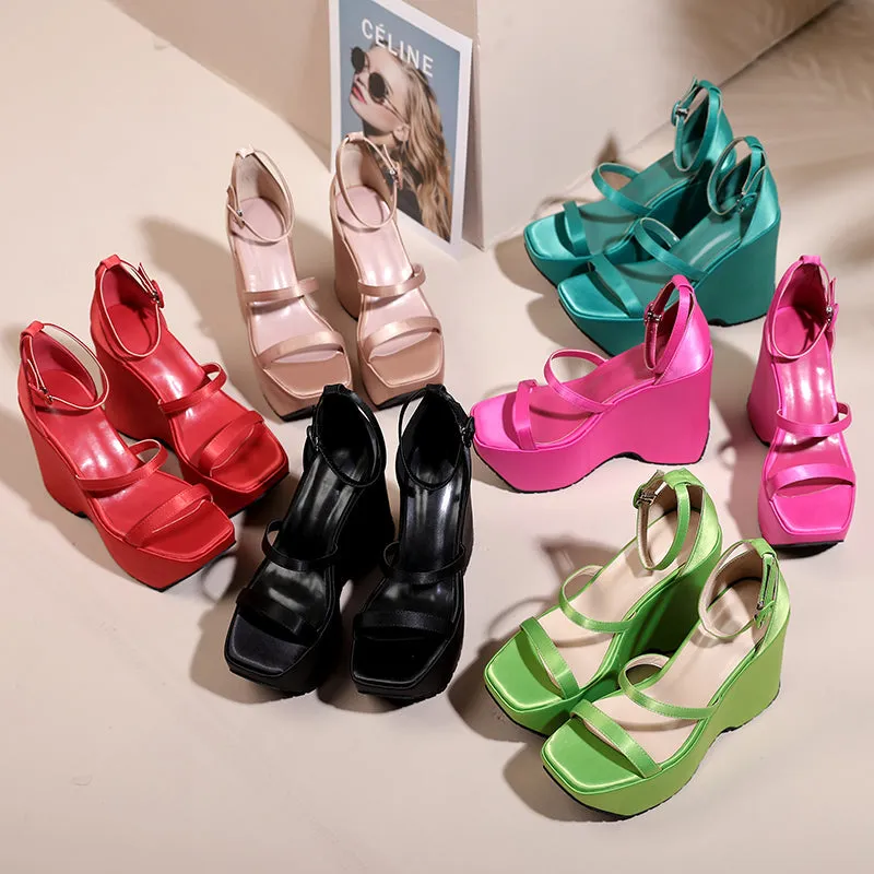 Amozae--Elena Platform Wedge Strappy Sandals
