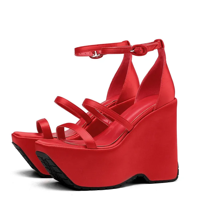 Amozae--Elena Platform Wedge Strappy Sandals