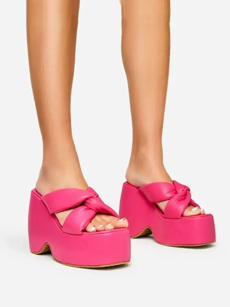 Amozae-Twisted Platform Wedge Sandals