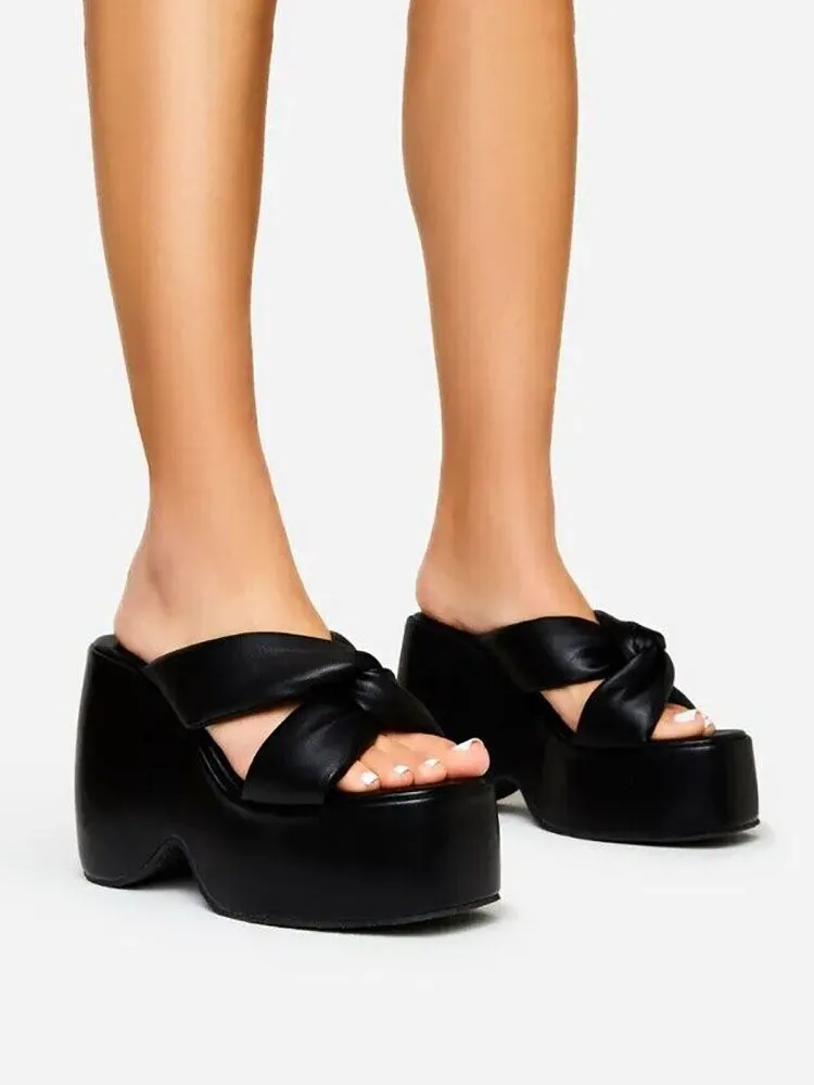 Amozae-Twisted Platform Wedge Sandals