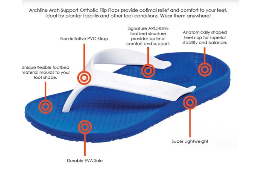 Archline Balance Flip Flops - White