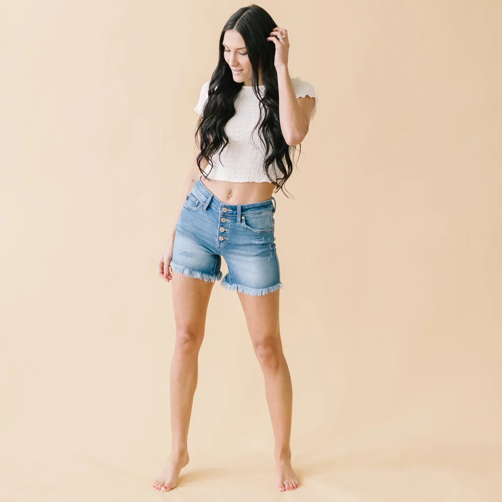 Belong With Me KanCan Button-fly Frayed Shorts