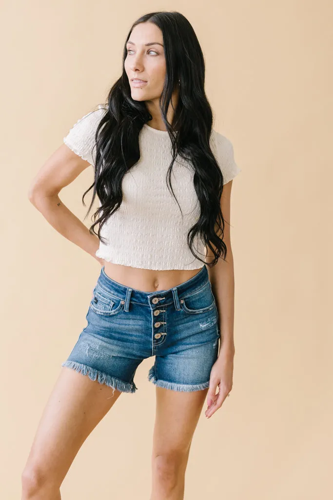 Belong With Me KanCan Button-fly Frayed Shorts