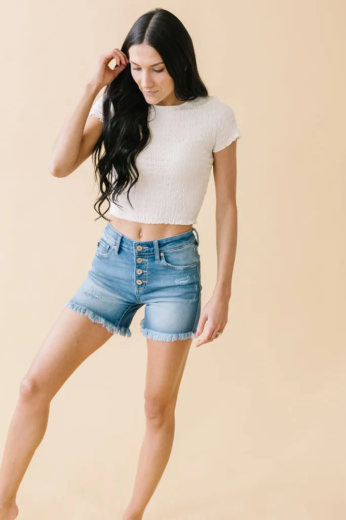 Belong With Me KanCan Button-fly Frayed Shorts
