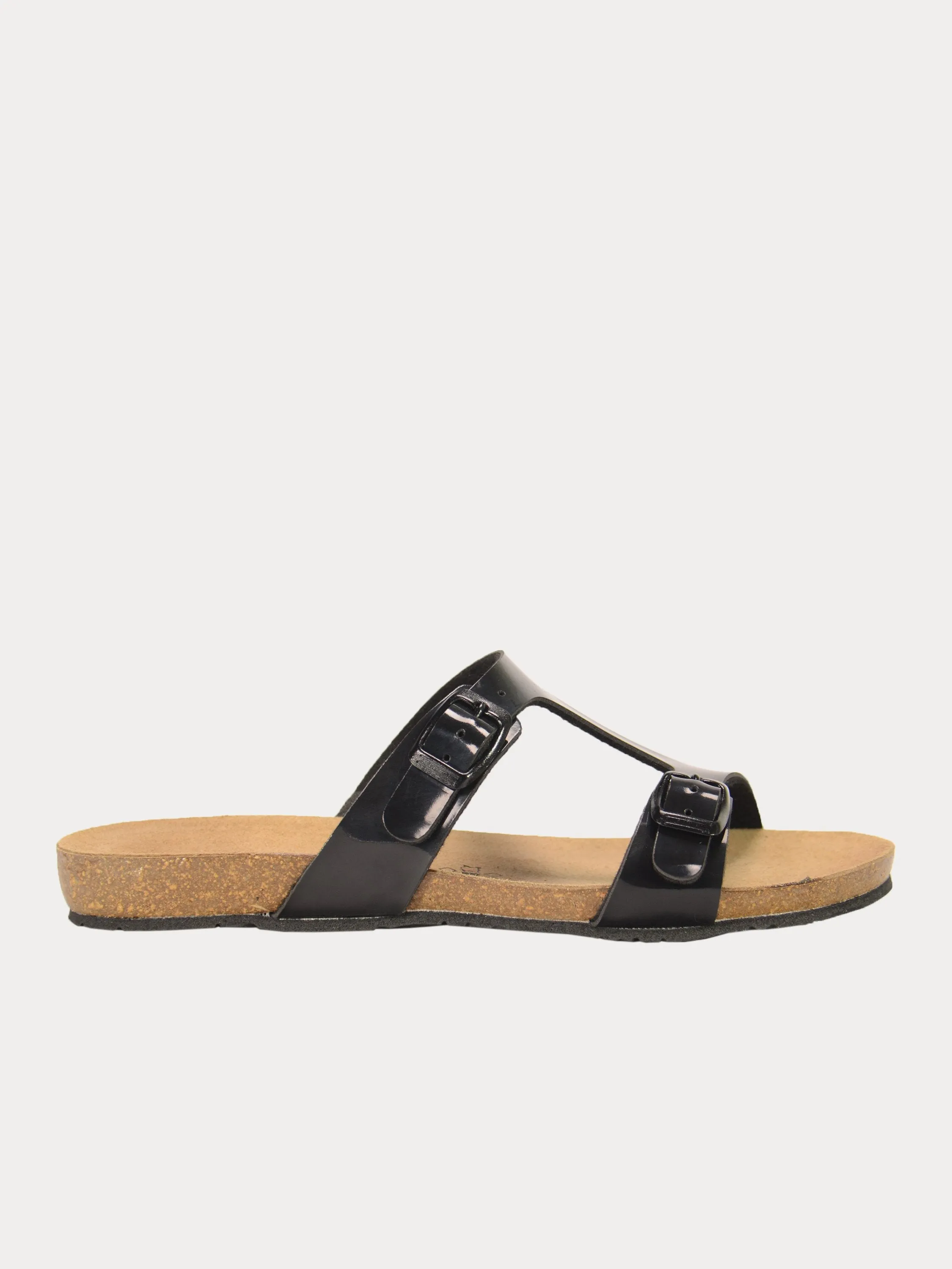 Biochic Women Dual Strap Metallic Flat Sandals