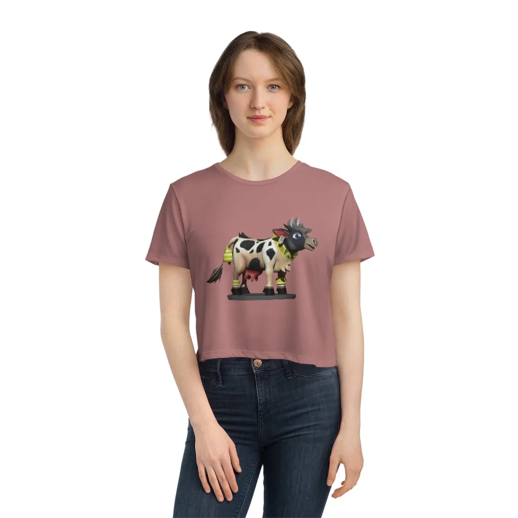 Black Cow Women's Flowy Cropped Tee