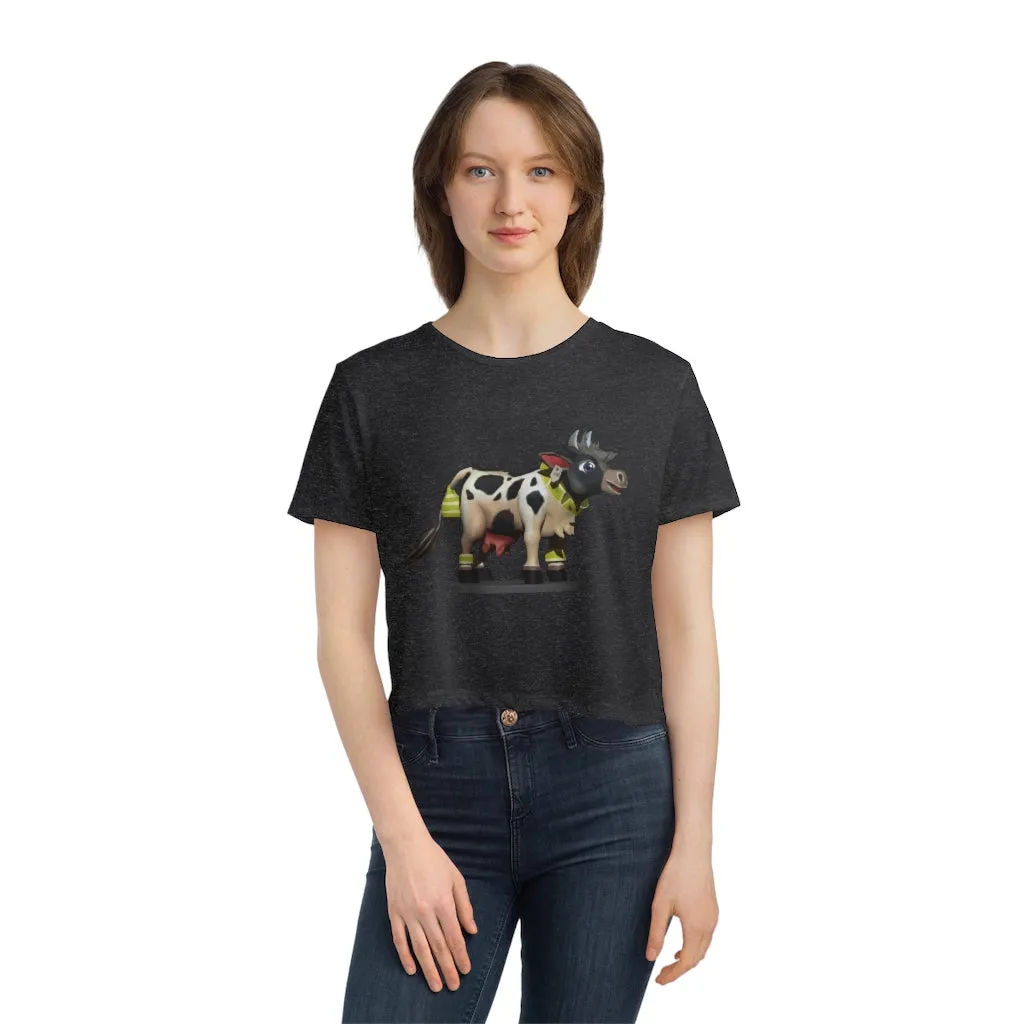 Black Cow Women's Flowy Cropped Tee