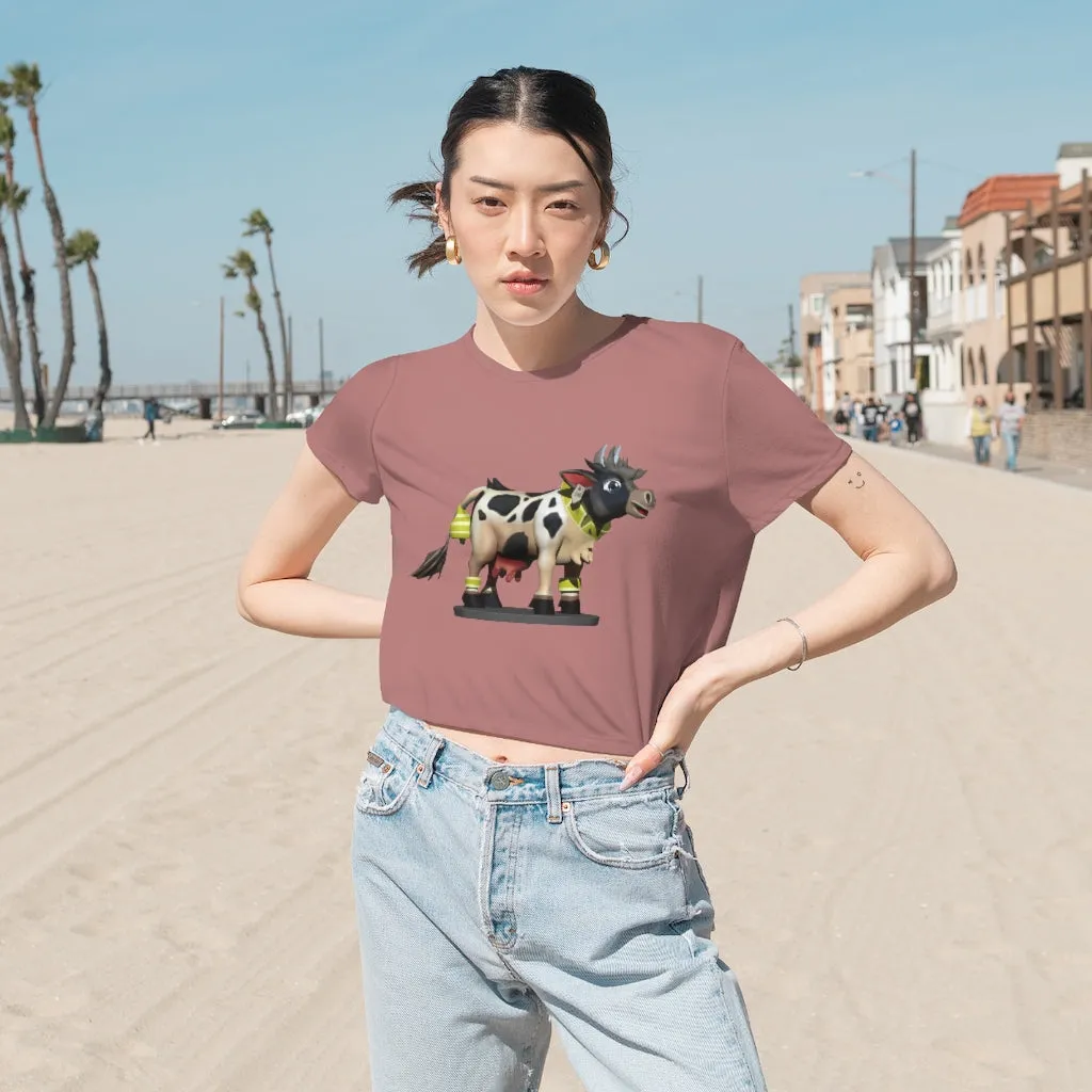 Black Cow Women's Flowy Cropped Tee