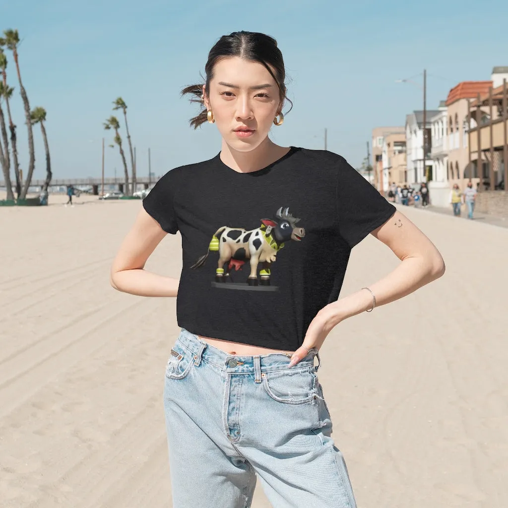 Black Cow Women's Flowy Cropped Tee