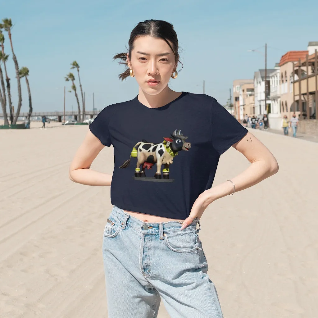 Black Cow Women's Flowy Cropped Tee