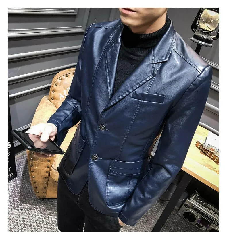 Blazer Fancy Leather Button Jacket for Men.
