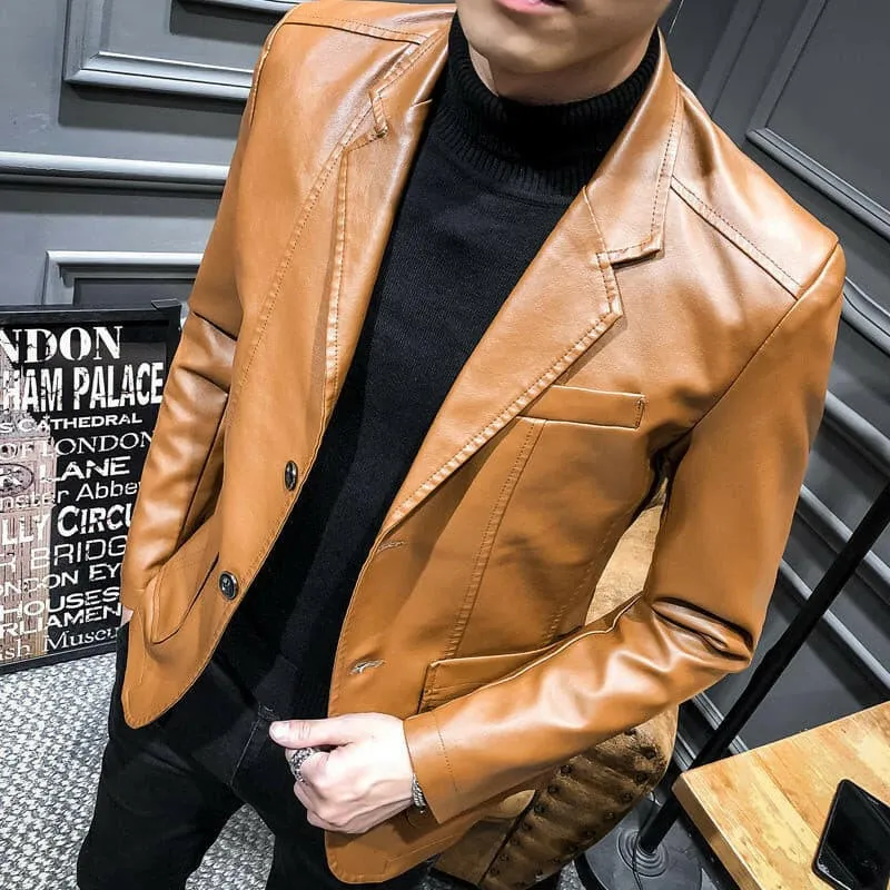 Blazer Fancy Leather Button Jacket for Men.