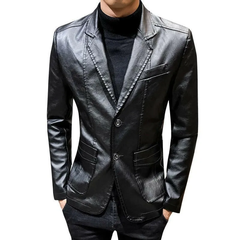Blazer Fancy Leather Button Jacket for Men.