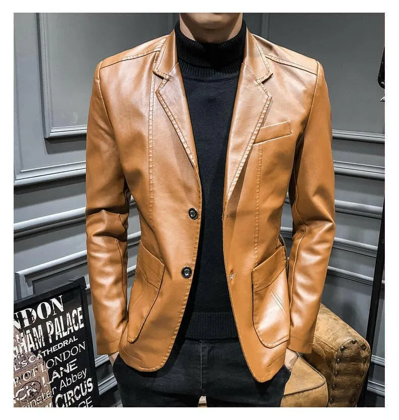 Blazer Fancy Leather Button Jacket for Men.