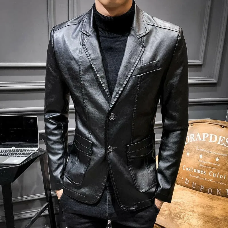 Blazer Fancy Leather Button Jacket for Men.