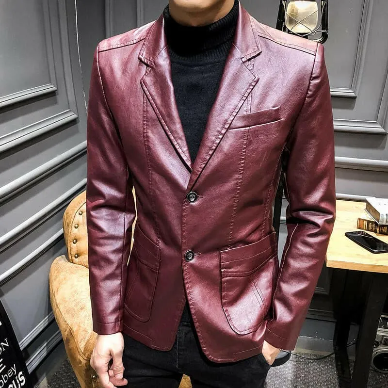 Blazer Fancy Leather Button Jacket for Men.