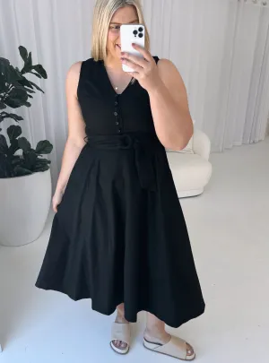 CAMILA MIDI DRESS - Black