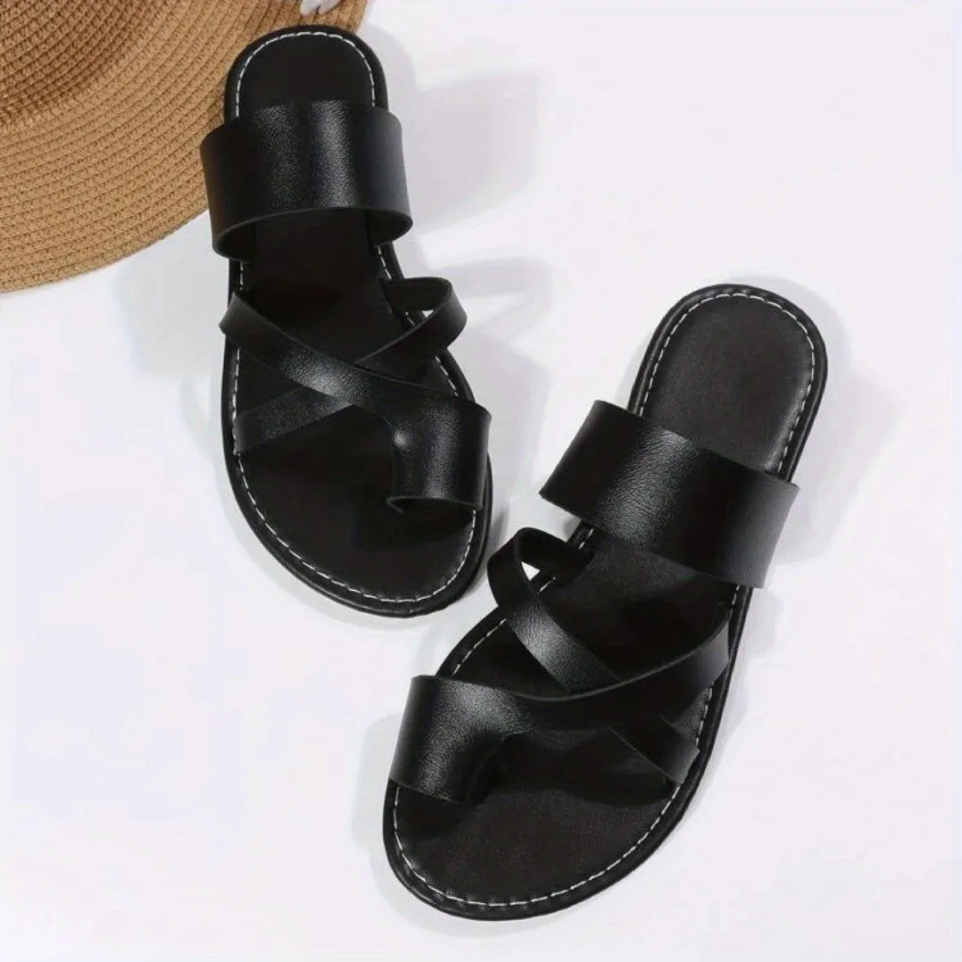 Casual Cross-strap Open Toe Flat Slipper Sandals