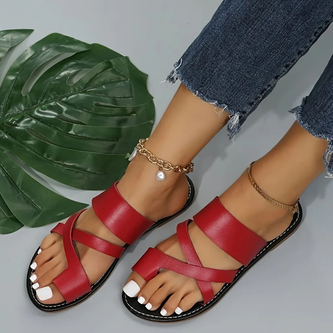 Casual Cross-strap Open Toe Flat Slipper Sandals