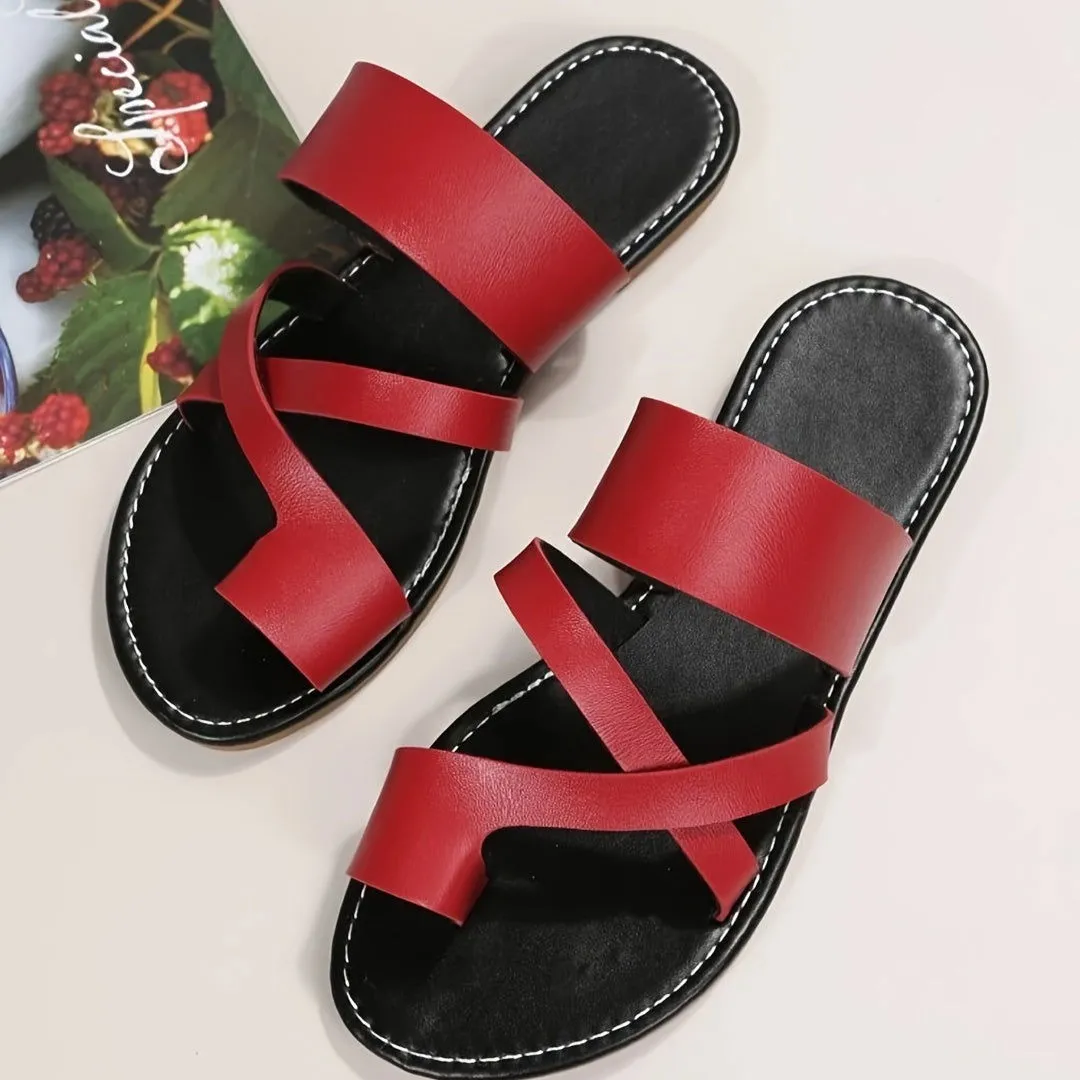 Casual Cross-strap Open Toe Flat Slipper Sandals