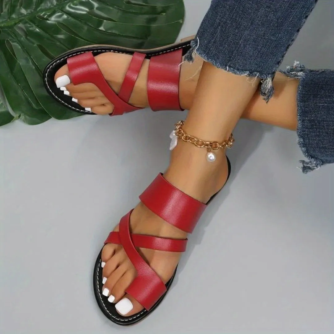 Casual Cross-strap Open Toe Flat Slipper Sandals