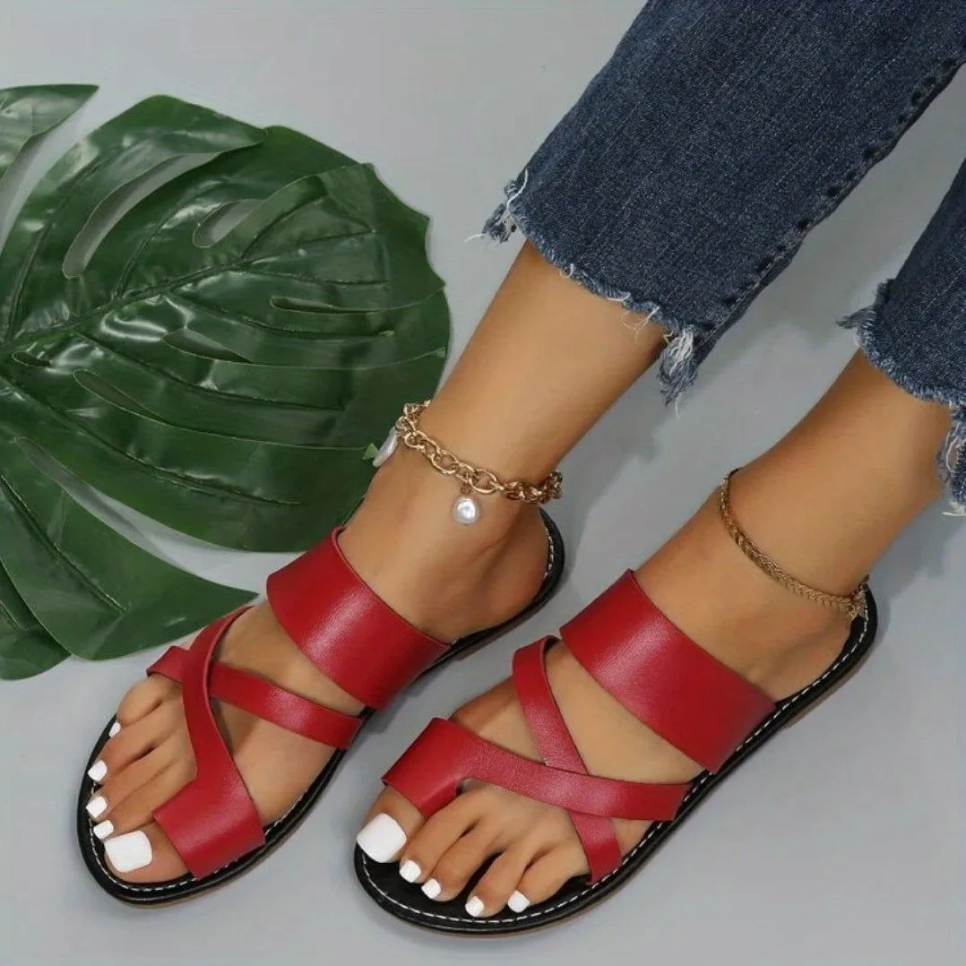 Casual Cross-strap Open Toe Flat Slipper Sandals