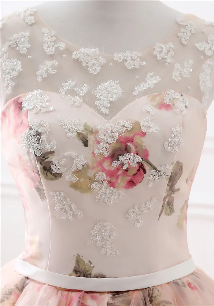 Chic Long Prom Dresses Ball Gowns  Pearl Pink Flower Prom Dress Evening Dresses SED407
