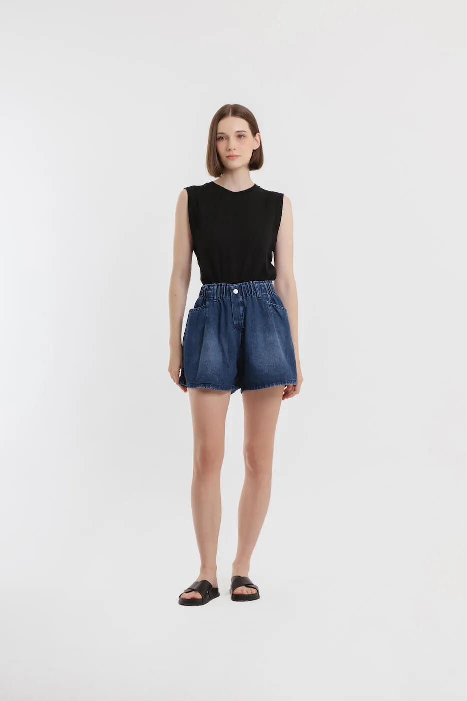 Dark Blue Denim Shorts