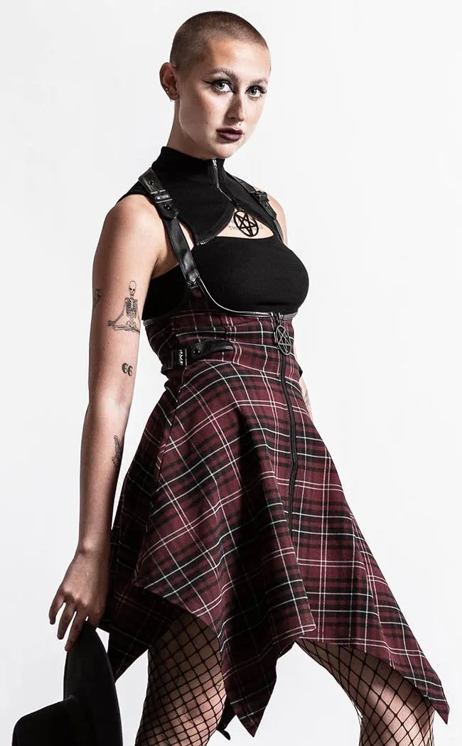 Dazed & Confused Suspender Skirt | Blood Tartan
