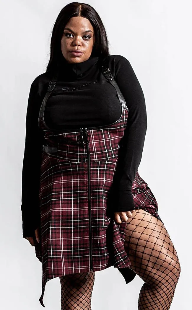 Dazed & Confused Suspender Skirt | Blood Tartan