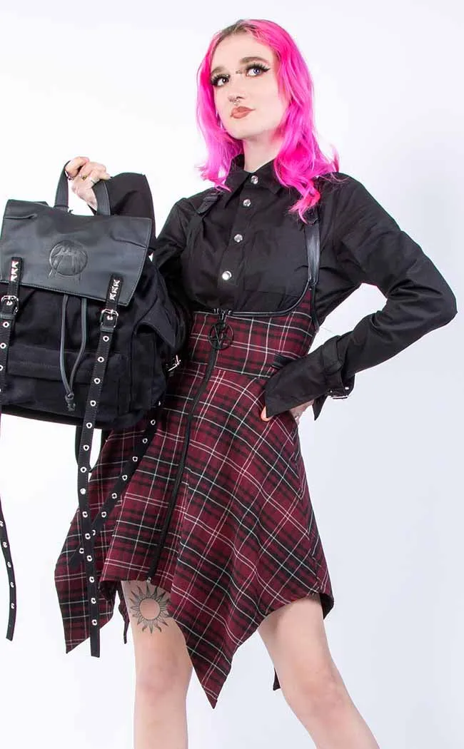 Dazed & Confused Suspender Skirt | Blood Tartan