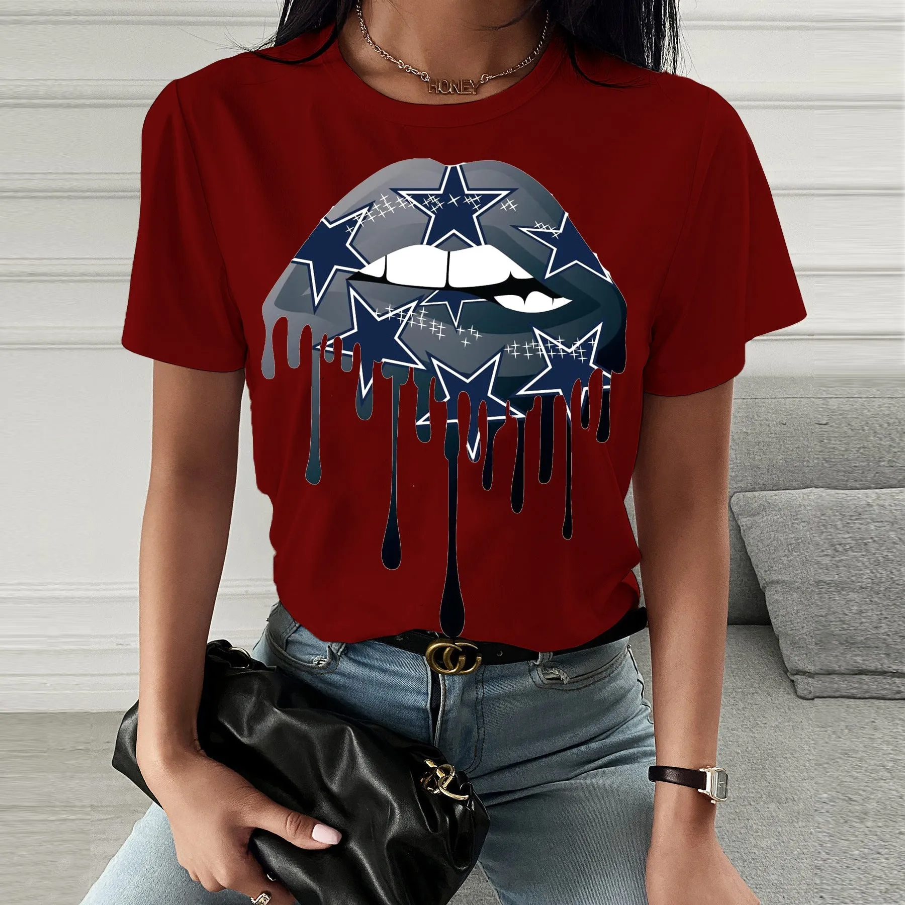 Chic Spring & Summer Lip Print Short-Sleeve T-Shirt