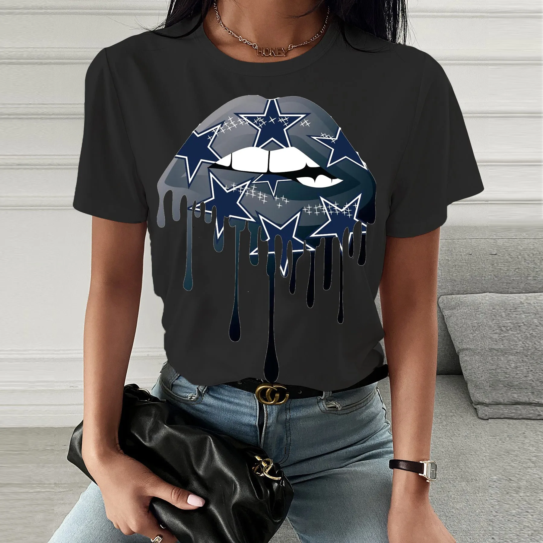 Chic Spring & Summer Lip Print Short-Sleeve T-Shirt
