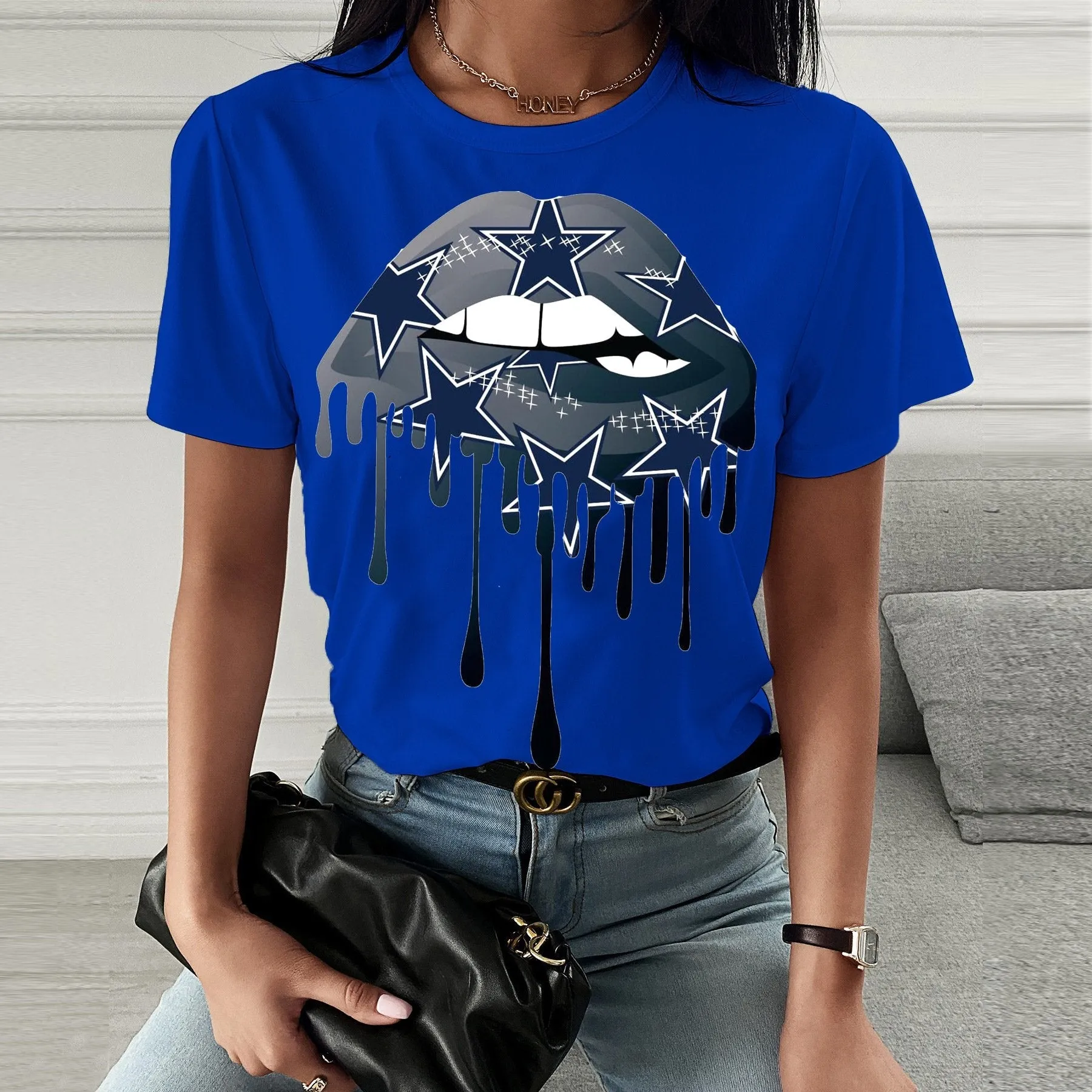 Chic Spring & Summer Lip Print Short-Sleeve T-Shirt