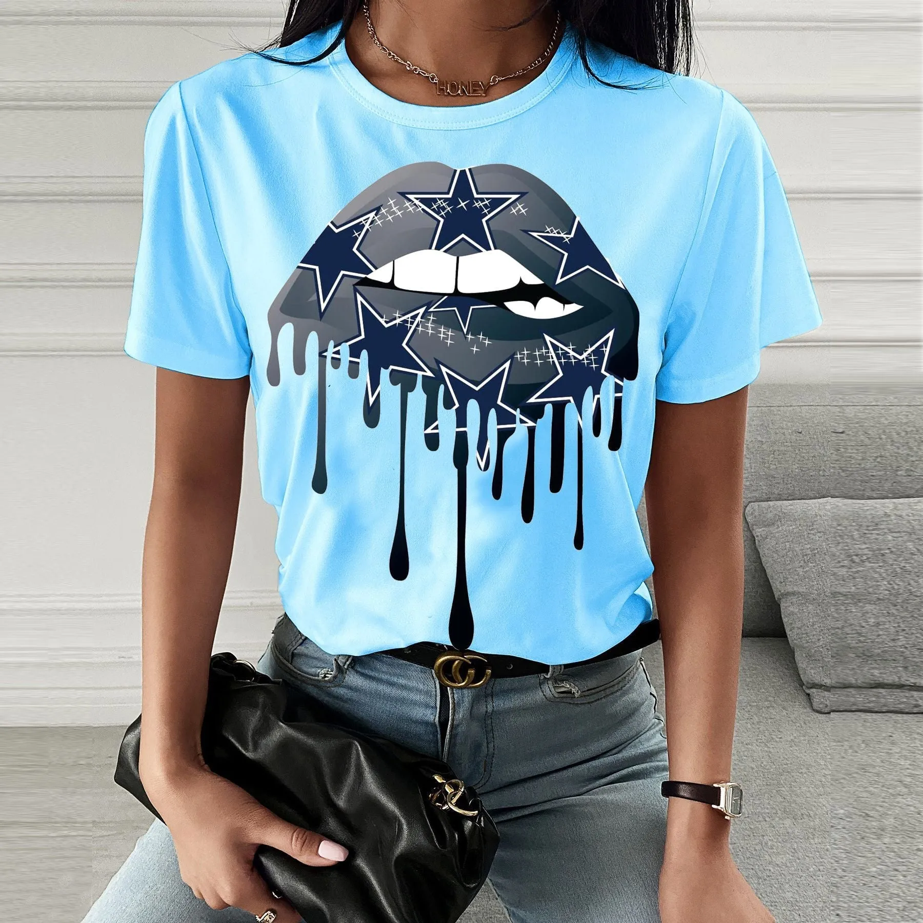 Chic Spring & Summer Lip Print Short-Sleeve T-Shirt