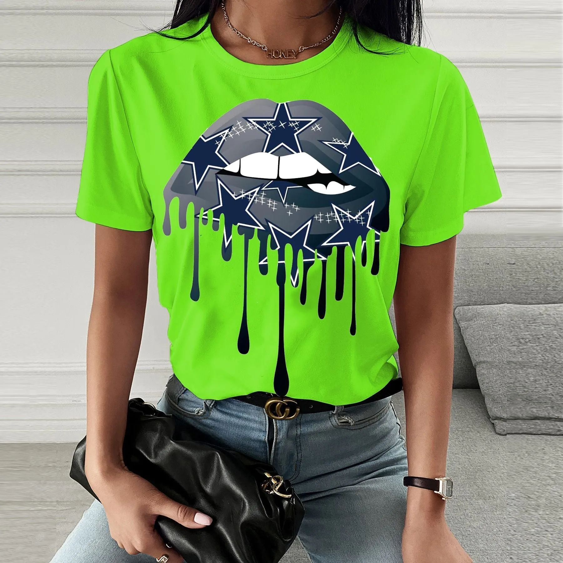 Chic Spring & Summer Lip Print Short-Sleeve T-Shirt