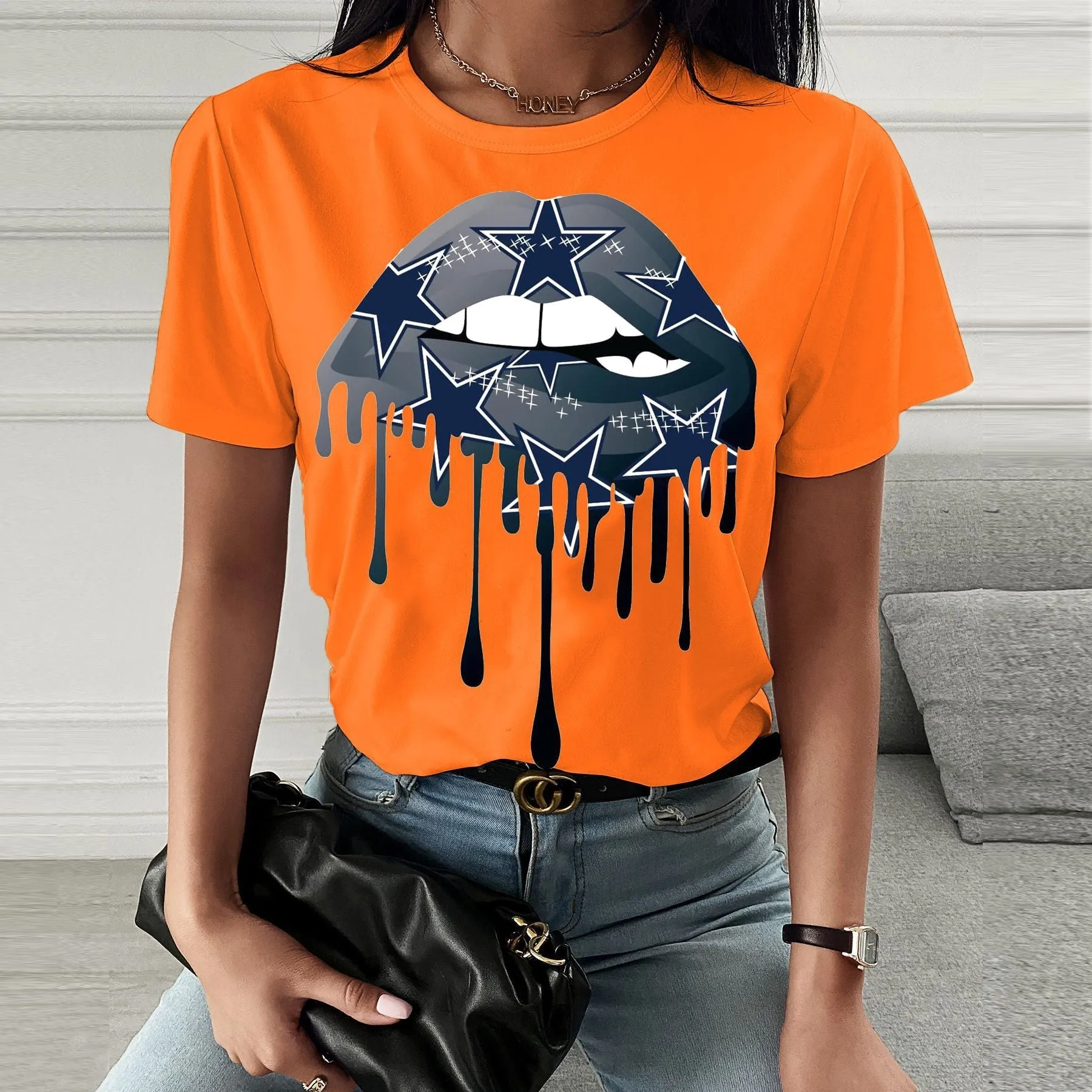 Chic Spring & Summer Lip Print Short-Sleeve T-Shirt
