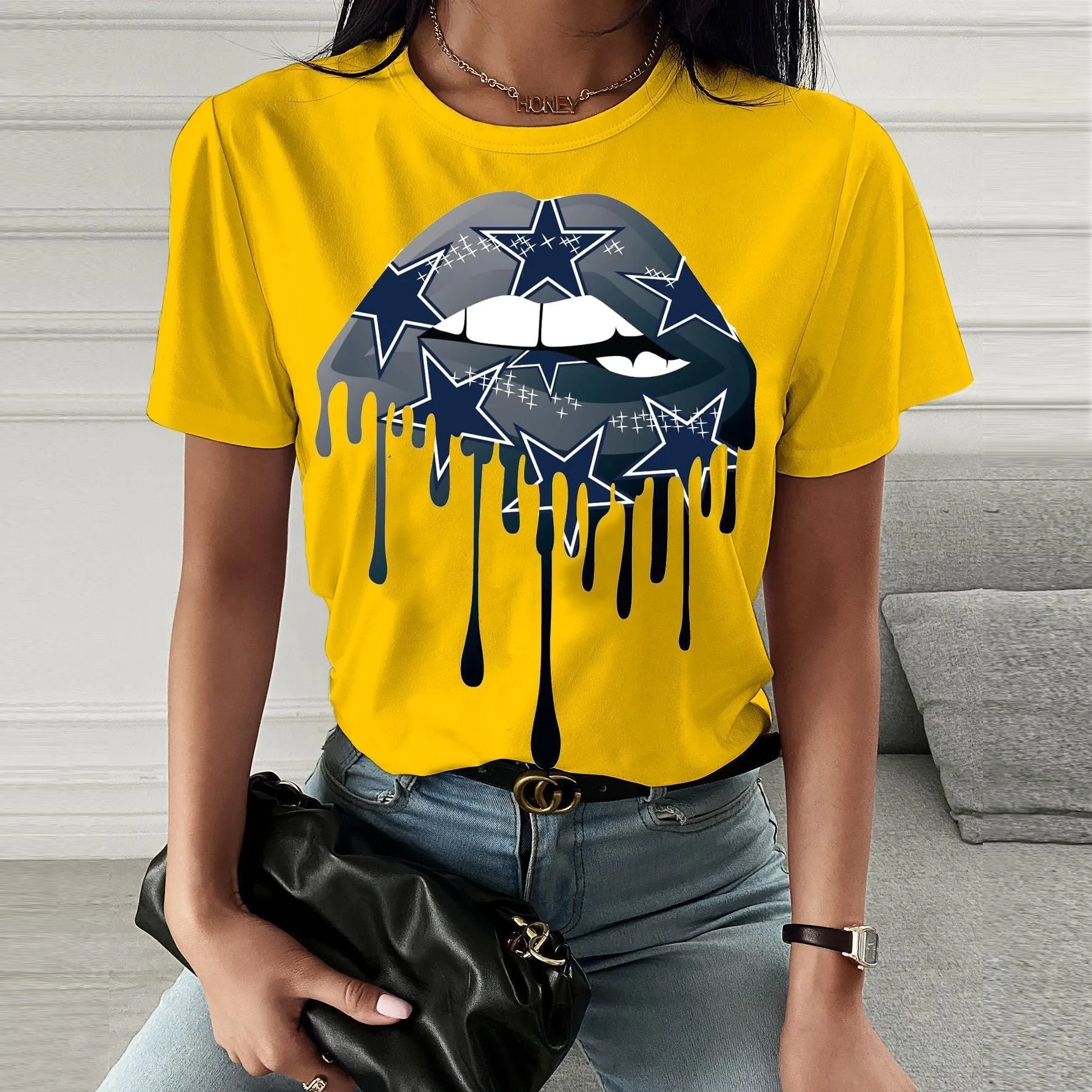 Chic Spring & Summer Lip Print Short-Sleeve T-Shirt