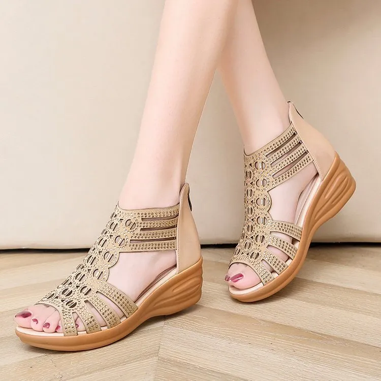 Fishbill wedge sandals
