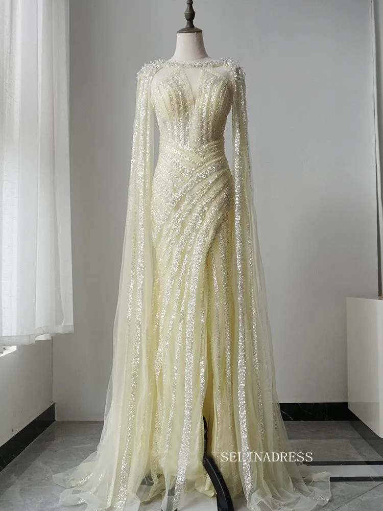 Gorgeous Mermaid Black Long Prom Dress Beaded Long Evening Dress Formal Gown FUE016