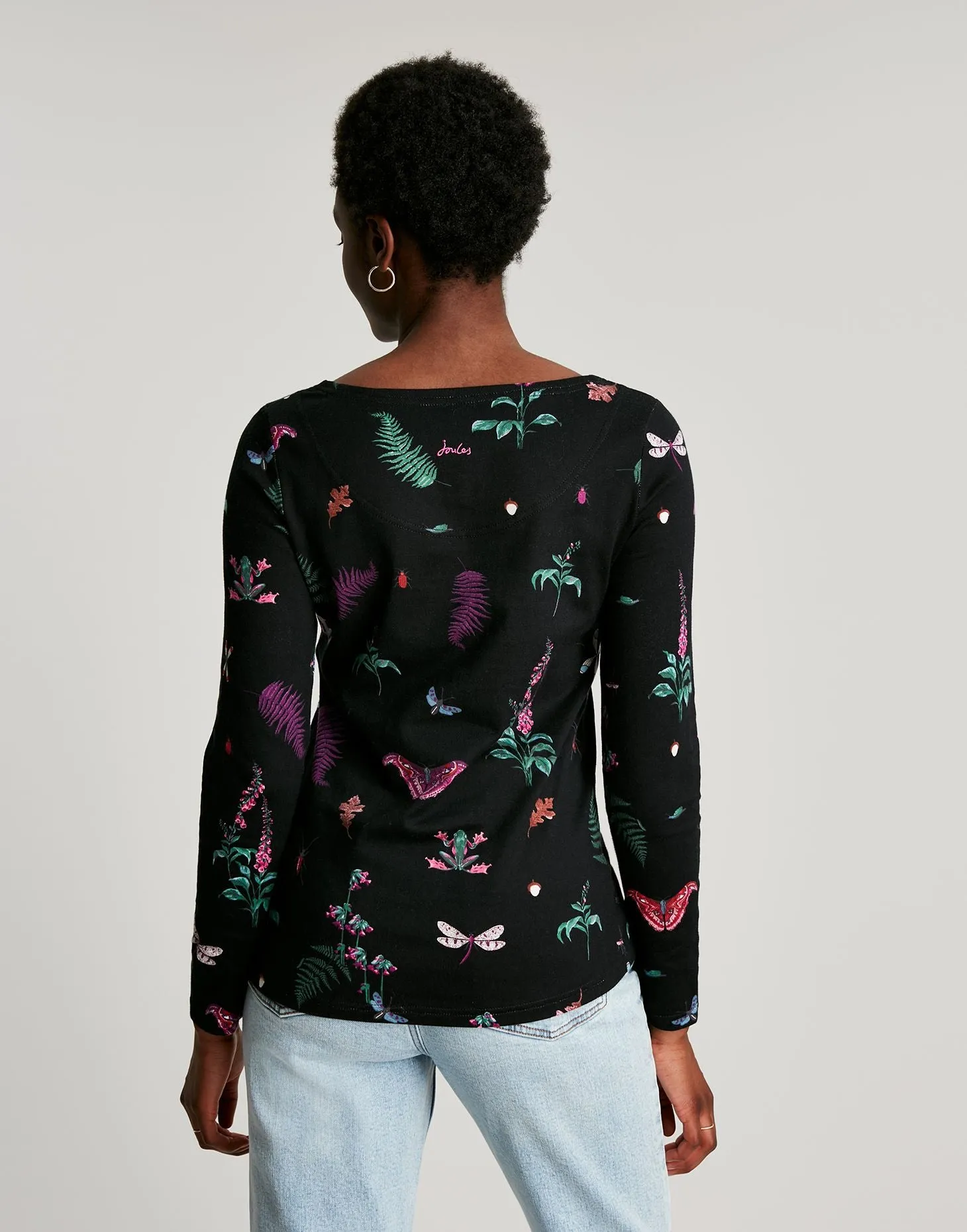 Harbour Print Long Sleeve Jersey Top - Black Midnight Beasts