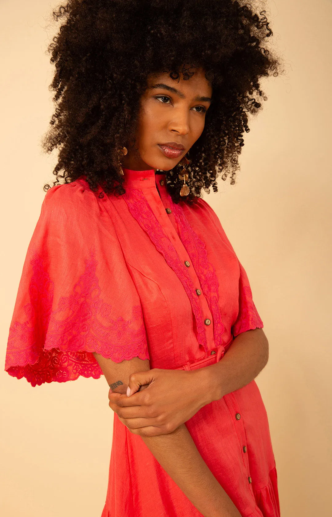 Haven Embroidered Linen Dress