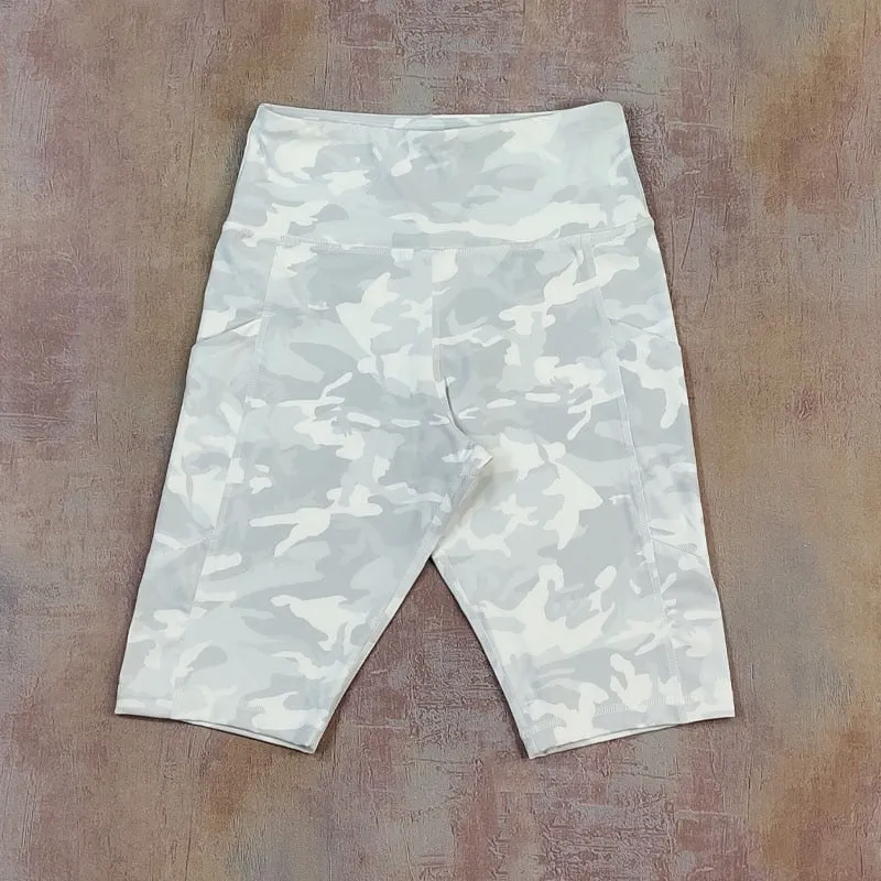 High Quality Sports Shorts With pocket Cycling Shorts Women High Waist Fitness Workout Gym Yoga Shorts Camouflage Tie Dye