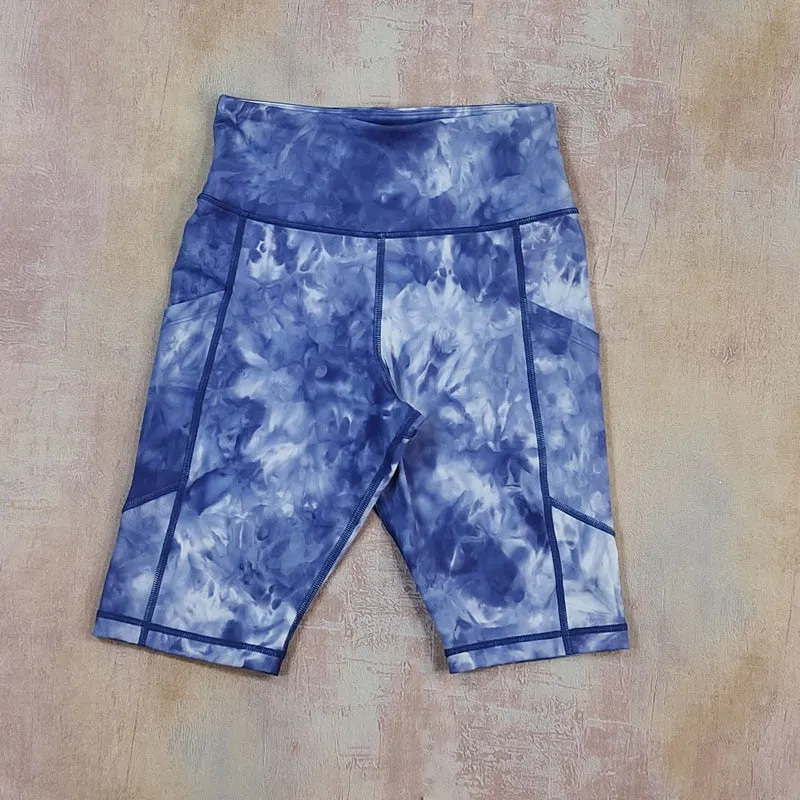 High Quality Sports Shorts With pocket Cycling Shorts Women High Waist Fitness Workout Gym Yoga Shorts Camouflage Tie Dye