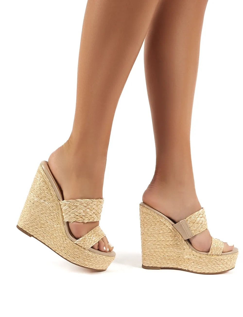 Lucia Raffia Wedge Heeled Sandals