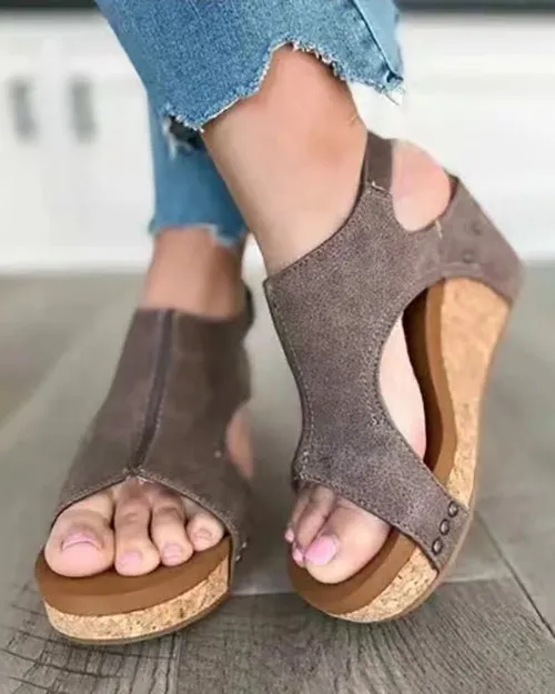 Melarey Mid Heel Wedge Sandals